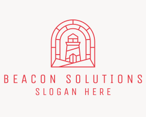 Beacon - Red Maritime Lighthouse logo design