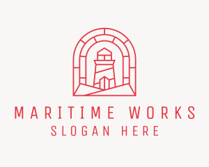 Red Maritime Lighthouse logo design