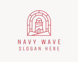 Navy - Red Maritime Lighthouse logo design