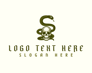 Coiled - Skeleton Serpent Snake logo design