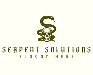 Skeleton Serpent Snake logo design