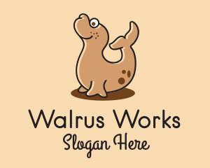 Walrus - Happy Cute Seal logo design