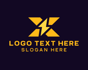 Yellow - Letter X Thunder Tech logo design