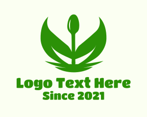 Cook - Green Spoon Leaf logo design