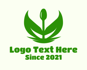 Vegan Restaurant - Green Spoon Leaf logo design