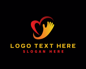 Hug - Hand Heart Love logo design