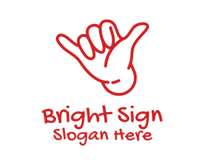 Sign - Shaka Hand Outline logo design