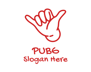 Shaka Hand Outline logo design