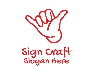 Sign - Shaka Hand Outline logo design