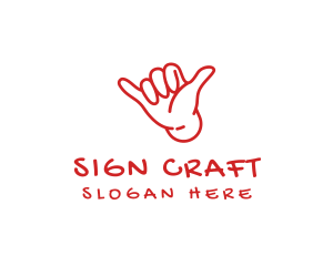 Shaka Hand Outline logo design