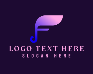 Note - Musical Note Letter F logo design