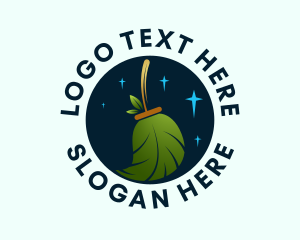 Natural - Cleaning Leaf Broom logo design
