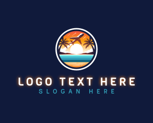 Shore - Airplane Beach Travel Palm Tree logo design