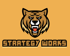 Angry Wild Lioness Feline Gaming logo design