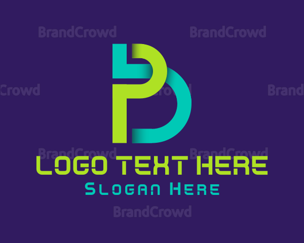 Cyber Letter PB Monogram Logo