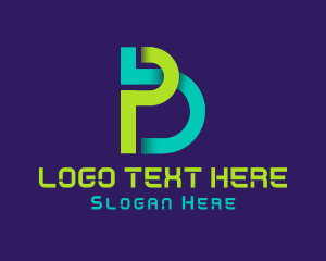 Letter Bp - Cyber Letter PB Monogram logo design