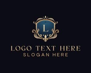 Flower - Luxury Crest Shield logo design