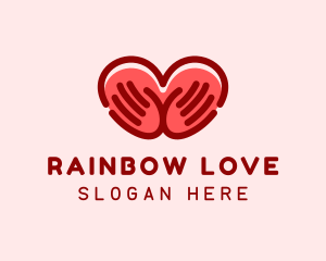 Red Love Hands logo design