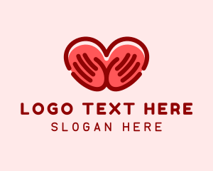 Heart - Red Love Hands logo design