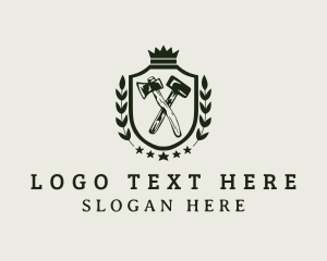 Tradesman - Sledgehammer Axe Shield logo design