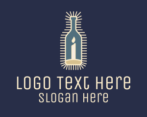 Booze - Candle Light Wine Bottle logo design