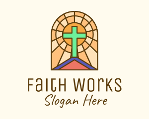 Protestant - Sacred Church Stained Glass logo design