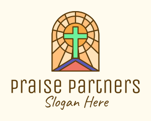 Praise - Sacred Church Stained Glass logo design