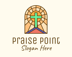 Praise - Sacred Church Stained Glass logo design