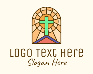 Worship - Sacred Church Stained Glass logo design