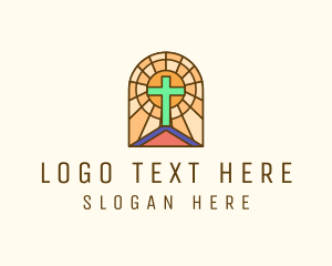 Cross - Sacred Church Stained Glass logo design