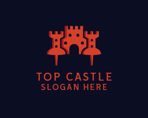 Castle Push Pin logo design