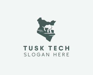 Tusk - Elephant Kenya Map logo design