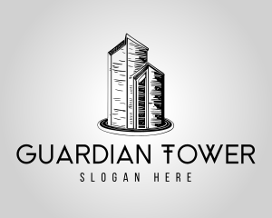 Skyscraper City Building Towers logo design