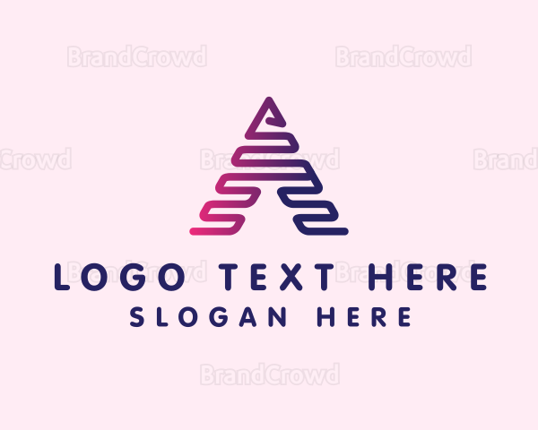 Technology Arrow Pyramid Letter A Logo