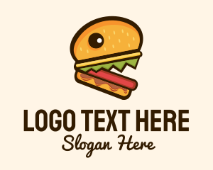 Hamburger Burger Monster logo design