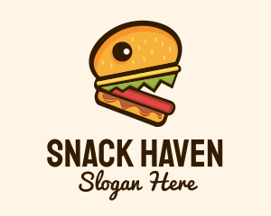 Hamburger Burger Monster logo design