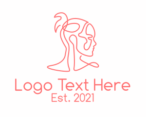 Teenager - Pink Woman Monoline logo design