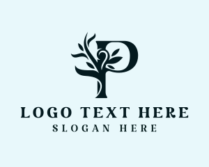 Beauty Product - Natural Leaf Letter P logo design