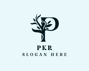 Natural Leaf Letter P logo design