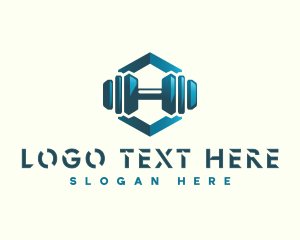 Dumbbell - Dumbbell Hexagon Letter H logo design