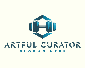 Dumbbell Hexagon Letter H logo design