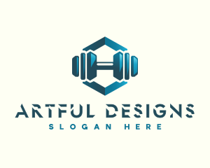 Dumbbell Hexagon Letter H logo design