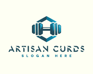 Dumbbell Hexagon Letter H logo design