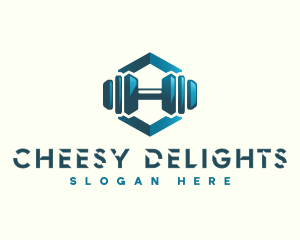 Dumbbell Hexagon Letter H logo design