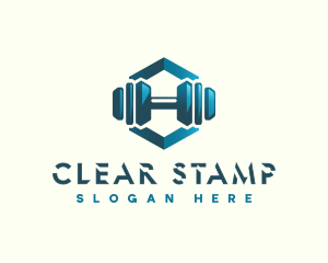 Dumbbell Hexagon Letter H logo design