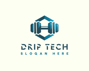 Dumbbell Hexagon Letter H logo design