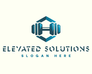 Dumbbell Hexagon Letter H logo design