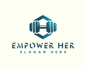 Dumbbell Hexagon Letter H logo design