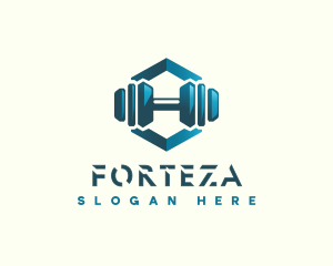 Dumbbell Hexagon Letter H logo design