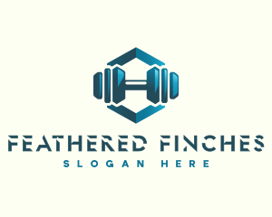 Dumbbell Hexagon Letter H logo design